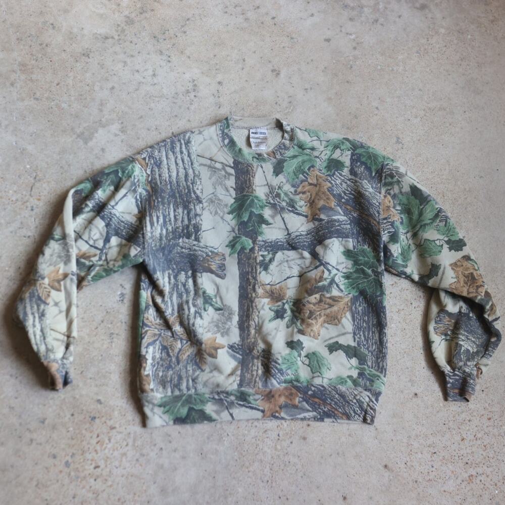 Vintage Jerzees Realtree Camo Crewneck Sweatshirt Made in USA Soft Grunge Size L